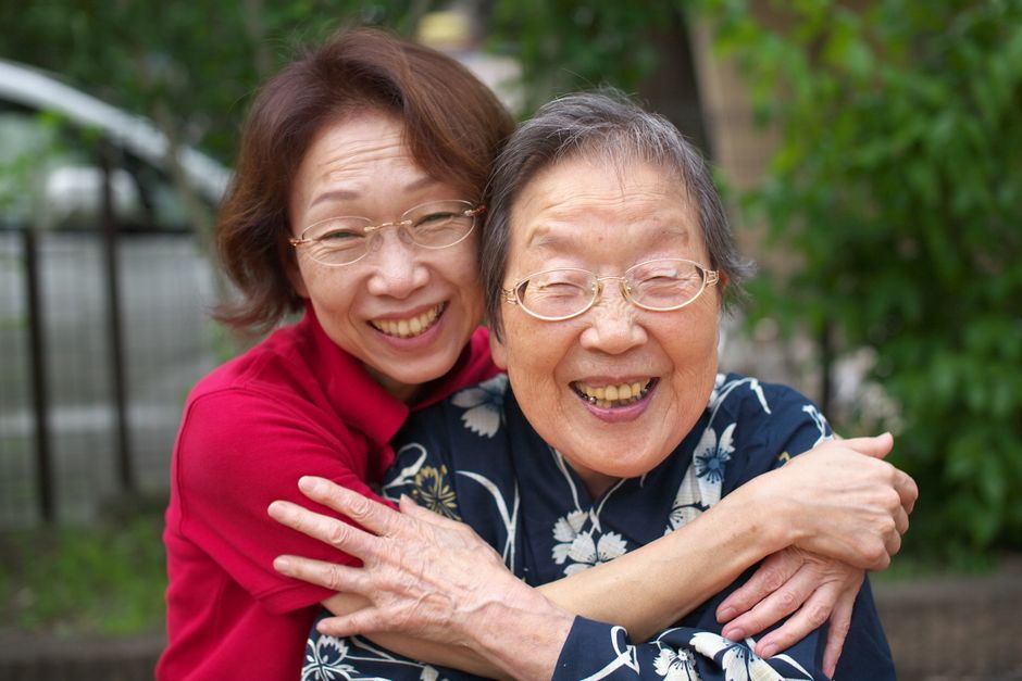 Adult child caring for an elderly parent